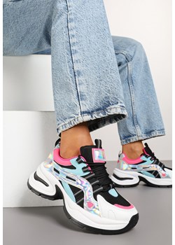Czarno-Niebieskie Sneakersy na Platformie z Geometrycznym Motywem Nyramia ze sklepu renee.pl w kategorii Buty sportowe damskie - zdjęcie 178090536