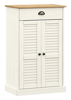 Biała klasyczna szafka na buty z drewna sosnowego D9-D58 - id: 48713 - marki Elior - 178091637 Biała klasyczna szafka na buty z drewna sosnowego D9-D58 ze sklepu Edinos.pl w kategorii Dom - zdjęcie 178091637