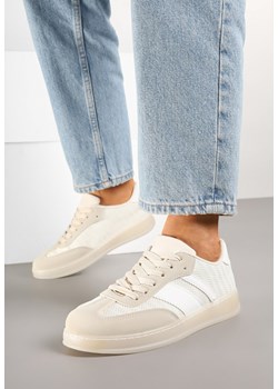 Beżowe Sneakersy Tenisówki z Geometrycznym Wzorem Eleamila ze sklepu born2be.pl w kategorii Buty sportowe damskie - zdjęcie 178094688