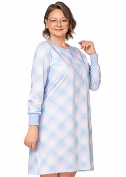 Koszula nocna z długim rękawem Agata III 257 21, Kolor niebieski-kratka, Rozmiar 2XL, MARTEL ze sklepu Intymna w kategorii Koszule nocne - zdjęcie 178098768