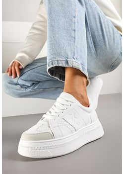 Białe Sneakersy Vices na Grubej Podeszwie Ozdobione Gwiazdką Fenalia ze sklepu born2be.pl w kategorii Buty sportowe damskie - zdjęcie 178120797