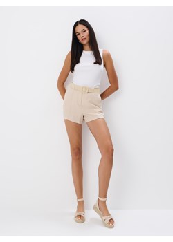 Mohito - Szorty z wiskozy i lnu - beżowy ze sklepu Mohito w kategorii Szorty - zdjęcie 178122065