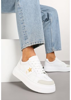 Biało-Złote Sneakersy Vices na Grubej Podeszwie Ozdobione Gwiazdką Fenalia ze sklepu born2be.pl w kategorii Buty sportowe damskie - zdjęcie 178123296