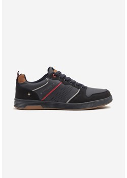 Granatowe Buty Sportowe Sneakersy z Napisem i Perforacją Arandira ze sklepu born2be.pl w kategorii Buty sportowe męskie - zdjęcie 178141537