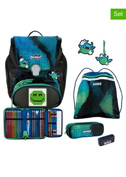 Scout 4-częściowy zestaw szkolny &quot;Blue Pixel&quot; w kolorze czarno-niebieskim ze sklepu Limango Polska w kategorii Plecaki dla dzieci - zdjęcie 178143259