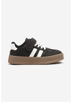Czarne Buty Sportowe Sneakersy Tenisówki ze Skórzaną Wkładką i Paskami Felresil ze sklepu born2be.pl w kategorii Buty sportowe dziecięce - zdjęcie 178147157