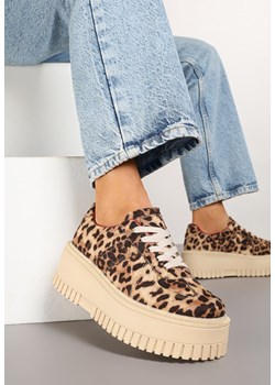 Panterkowe Sneakersy Typu Tenisówki na Żłobionej Platformie Lorreia ze sklepu renee.pl w kategorii Buty sportowe damskie - zdjęcie 178148689