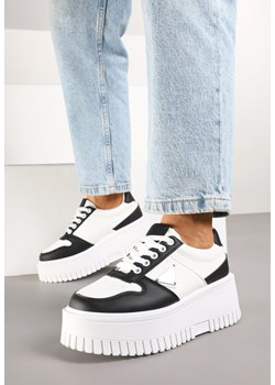 Biało-Czarne Sneakersy na Platformie z Tłoczeniem Halinea ze sklepu renee.pl w kategorii Buty sportowe damskie - zdjęcie 178148725