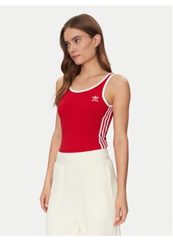 adidas Body adicolor 3-Stripes JD4632 Czerwony Slim Fit ze sklepu MODIVO w kategorii Bluzki damskie - zdjęcie 178149869