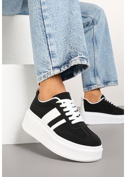 Czarne Sneakersy Kultowe Tenisówki na Platformie z Koturnem Elisara ze sklepu born2be.pl w kategorii Buty sportowe damskie - zdjęcie 178150406