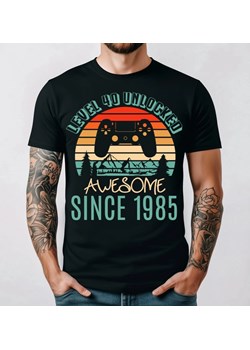 męska koszulka na czterdziestkę - 40 URODZINY ''LEVEL 40 UNLOCKED'' ze sklepu Time For Fashion w kategorii T-shirty męskie - zdjęcie 178151236