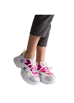 Biało-rózowe sneakersy sportowe białe ze sklepu ButyModne.pl w kategorii Buty sportowe damskie - zdjęcie 178153176