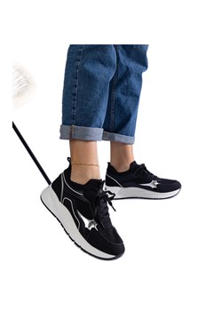 Czarne sneakersy sportowe damskie ze sklepu ButyModne.pl w kategorii Buty sportowe damskie - zdjęcie 178153216
