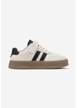 Beżowo-Czarne Buty Sportowe Sneakersy Tenisówki ze Skórzaną Wkładką i Paskami Felresil ze sklepu born2be.pl w kategorii Trampki dziecięce - zdjęcie 178156586