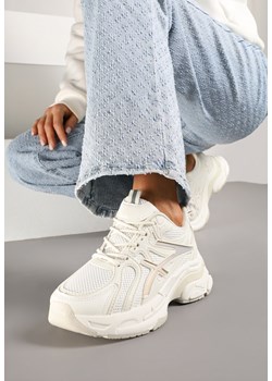 Beżowe Sneakersy na Platformie z Geometrycznym Wzorem Farissa ze sklepu renee.pl w kategorii Buty sportowe damskie - zdjęcie 178157827