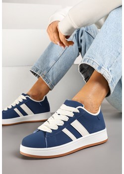Granatowe Sneakersy na Niskiej Platformie z Naszywkami Flordexia ze sklepu renee.pl w kategorii Buty sportowe damskie - zdjęcie 178157857