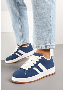 Granatowe Sneakersy z Ozdobnymi Naszywkami z Boku Galdexis ze sklepu born2be.pl w kategorii Buty sportowe damskie - zdjęcie 178159428