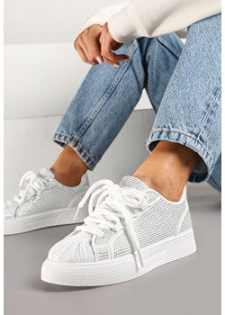 Białe Sneakersy z Ozdobnym Tłoczeniem i Cyrkoniami Dorreia ze sklepu renee.pl w kategorii Buty sportowe damskie - zdjęcie 178159648