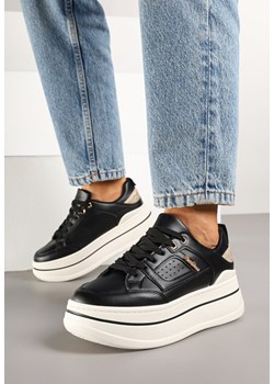 Czarne Sneakersy na Grubej Podeszwie Zdobione Brokatem Kariven ze sklepu born2be.pl w kategorii Buty sportowe damskie - zdjęcie 178165119