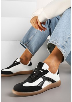 Czarno-Białe Sneakersy Klasyczne Tenisówki Zdobione Klamerką Senaniela ze sklepu renee.pl w kategorii Buty sportowe damskie - zdjęcie 178166306