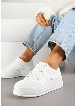 Białe Sneakersy w Stylu Kultowych Tenisówek na Grubej Podeszwie Agerla ze sklepu renee.pl w kategorii Buty sportowe damskie - zdjęcie 178166318