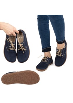 BAREFOOT Damskie minimalistyczne buty skórzane 1082 granat nubuk ze sklepu butyolivier w kategorii Półbuty damskie - zdjęcie 178169027