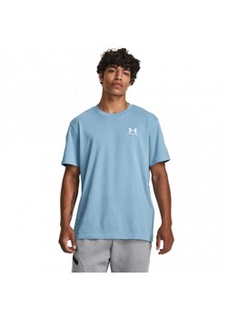 Męski t-shirt z nadrukiem Under Armour UA Logo Emb Heavyweight SS -niebieski ze sklepu Sportstylestory.com w kategorii T-shirty męskie - zdjęcie 178169607