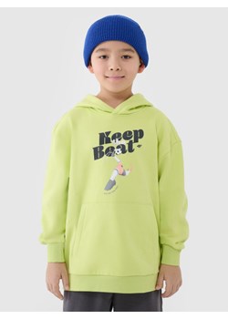 Chłopięca bluza dresowa nierozpinana bez kaptura 4F 4FJASAW24TSWSM2160 - zielona ze sklepu Sportstylestory.com w kategorii Bluzy chłopięce - zdjęcie 178170348