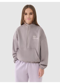 Dziewczęca bluza dresowa rozpinana bez kaptura 4F 4FJRSS25TSWSF2058 - beżowa ze sklepu Sportstylestory.com w kategorii Bluzy dziewczęce - zdjęcie 178170437
