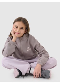 Dziewczęca bluza dresowa rozpinana bez kaptura 4F 4FJRSS25TSWSF2058 - beżowa ze sklepu Sportstylestory.com w kategorii Bluzy dziewczęce - zdjęcie 178170438