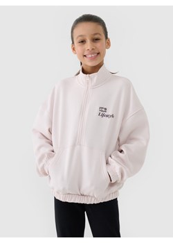 Dziewczęca bluza dresowa rozpinana bez kaptura 4F 4FJRSS25TSWSF2058 - beżowa ze sklepu Sportstylestory.com w kategorii Bluzy dziewczęce - zdjęcie 178170447