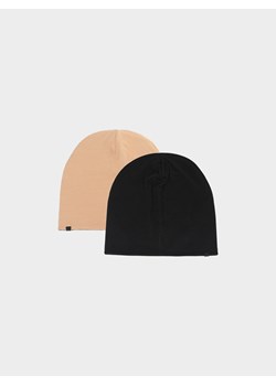 Dziecięca czapka beanie dwustronna 4F 4FJWSS25ACAPU505 - beżowa ze sklepu Sportstylestory.com w kategorii Czapki dziecięce - zdjęcie 178170465
