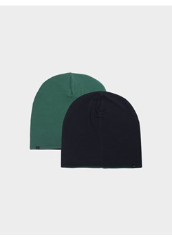 Dziecięca czapka beanie dwustronna 4F 4FJWSS25ACAPU505 - zielona ze sklepu Sportstylestory.com w kategorii Czapki dziecięce - zdjęcie 178170485