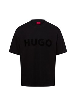 HUGO Koszulka męska - Dinkee Mężczyźni Bawełna czarny jednolity ze sklepu vangraaf w kategorii T-shirty męskie - zdjęcie 178173495