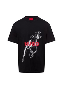 HUGO Koszulka męska - Deyladec Mężczyźni Bawełna czarny nadruk ze sklepu vangraaf w kategorii T-shirty męskie - zdjęcie 178173497