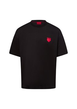 HUGO Koszulka męska - Dewdam Mężczyźni Bawełna czarny jednolity ze sklepu vangraaf w kategorii T-shirty męskie - zdjęcie 178173499