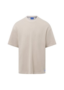 HUGO BLUE Koszulka męska - Nuwaffle Mężczyźni Bawełna beżowy wypukły wzór tkaniny ze sklepu vangraaf w kategorii T-shirty męskie - zdjęcie 178173506