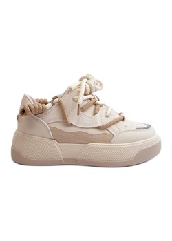 Sneakersy Damskie Na Platformie Beżowe Moariella beżowy ze sklepu ButyModne.pl w kategorii Buty sportowe damskie - zdjęcie 178178035