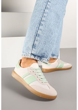 Biało-Zielone Sneakersy na Kauczukowej Podeszwie Ozdobione Paskami Emidi ze sklepu renee.pl w kategorii Buty sportowe damskie - zdjęcie 178180199