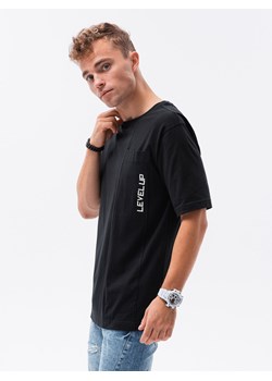 T-shirt męski bawełniany OVERSIZE - czarny V2 S1628 ze sklepu ombre w kategorii T-shirty męskie - zdjęcie 178180478