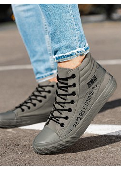 Trampki męskie za kostkę - szare V2 T357 ze sklepu ombre w kategorii Trampki męskie - zdjęcie 178180696
