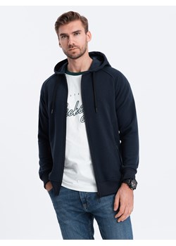Bluza męska rozpinana z kapturem - granatowa V4 OM-SSZP-0124 ze sklepu ombre w kategorii Bluzy męskie - zdjęcie 178181527