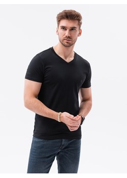 T-shirt męski V-NECK z elastanem - czarny V3 S1183 ze sklepu ombre w kategorii T-shirty męskie - zdjęcie 178181657