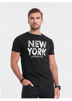 T-shirt męski bawełniany z nadrukiem - czarny V3 OM-TSPT-0124 ze sklepu ombre w kategorii T-shirty męskie - zdjęcie 178182047