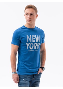 T-shirt męski z nadrukiem - ciemnoniebieski V-19C S1434 ze sklepu ombre w kategorii T-shirty męskie - zdjęcie 178182146