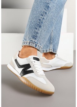 Biało-Czarne Sneakersy Tenisówki z Ozdobną Boczną Naszywką Ranilsa ze sklepu born2be.pl w kategorii Buty sportowe damskie - zdjęcie 178184196