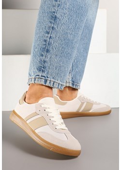 Beżowe Sneakersy Tenisówki z Ozdobnymi Paskami Nelidi ze sklepu born2be.pl w kategorii Buty sportowe damskie - zdjęcie 178184235