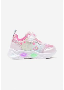 Różowe Buty Sportowe ze Świecącą Podeszwą i Zapięciem na Rzep Canelis ze sklepu born2be.pl w kategorii Buty sportowe dziecięce - zdjęcie 178184309