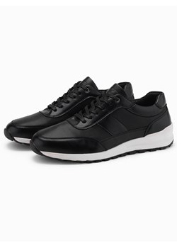 Buty męskie sneakersy sportowe ze skóry ekologicznej – czarne V2 OM-FOSL-0181 ze sklepu ombre w kategorii Buty sportowe męskie - zdjęcie 178197008