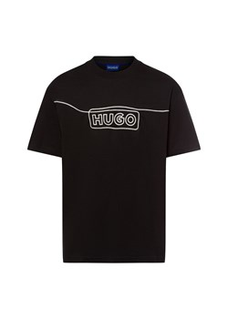 HUGO BLUE Koszulka męska - Noideryo Mężczyźni Bawełna czarny jednolity ze sklepu vangraaf w kategorii T-shirty męskie - zdjęcie 178202538